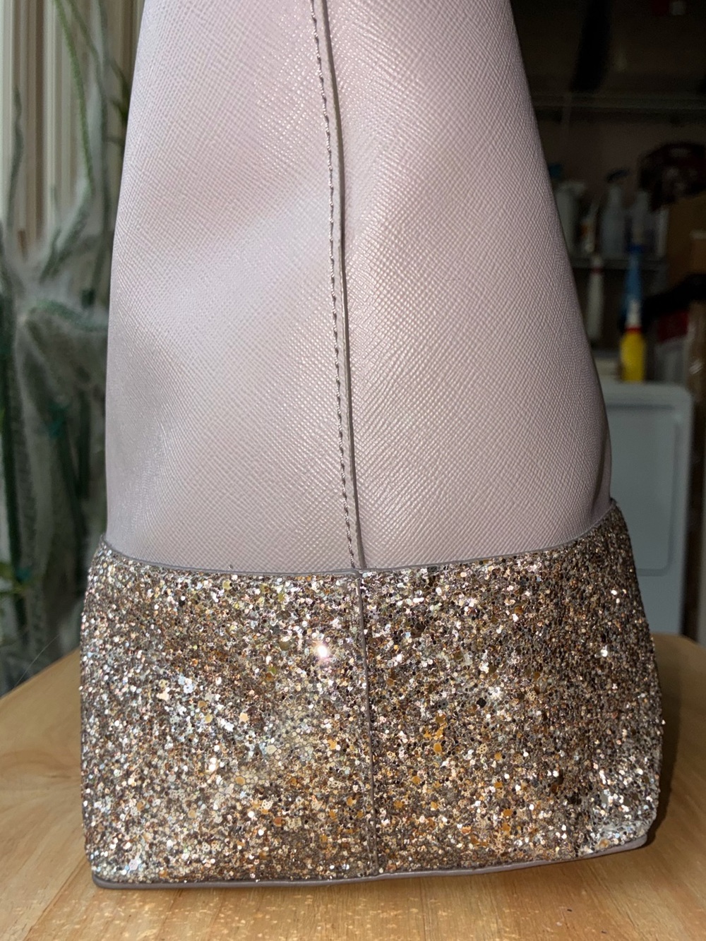 Kate Spade New York Flash Glitter Tote Bag in Cool Grey Lilac Saffiano Leather - Picture 8 of 16